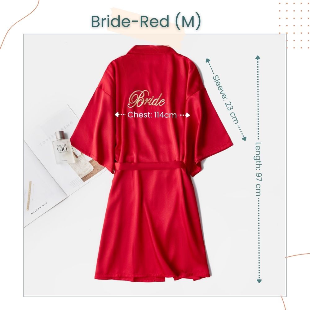 Bride To Be Bridesmaid Satin Robe - Red