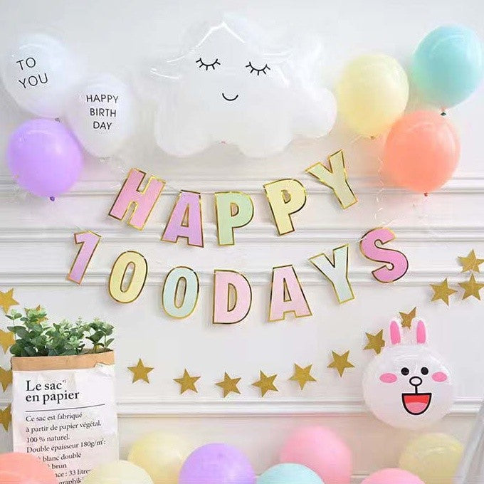 [SG Seller] - Pastel Color Theme Birthday Banner Balloon Candle Party Decoration