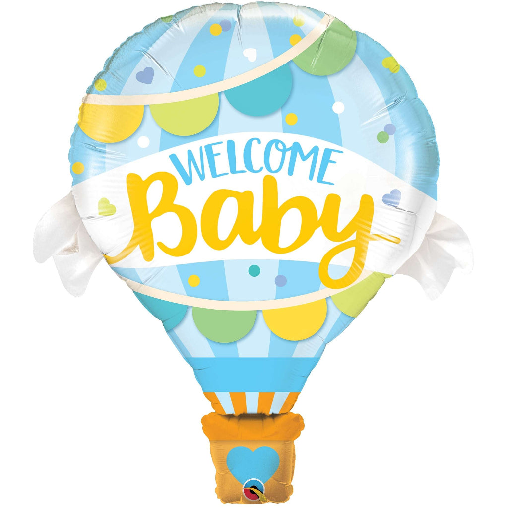 Welcome Hot Air Balloon Foil Balloon - Blue