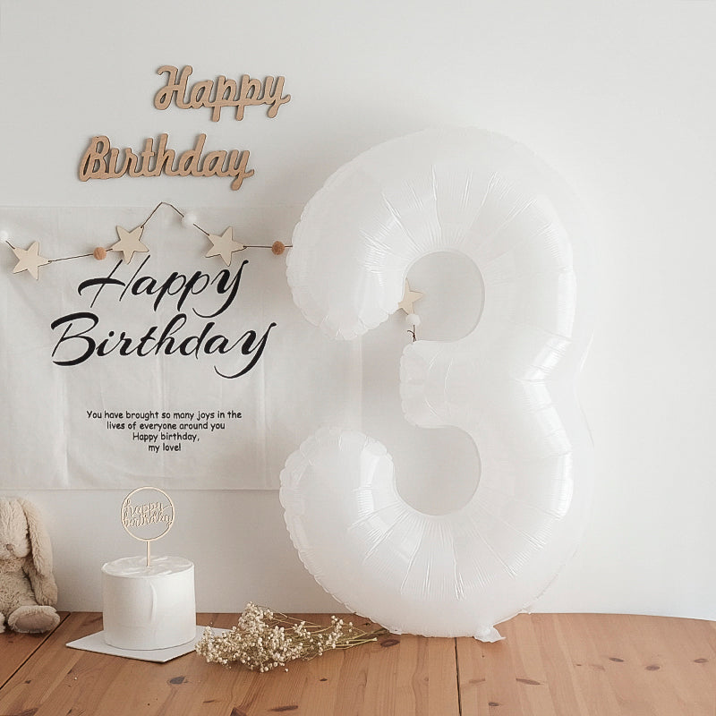 32 inch White Number Foil Balloon