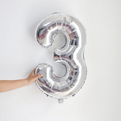 32 inch Silver Number Foil Balloon