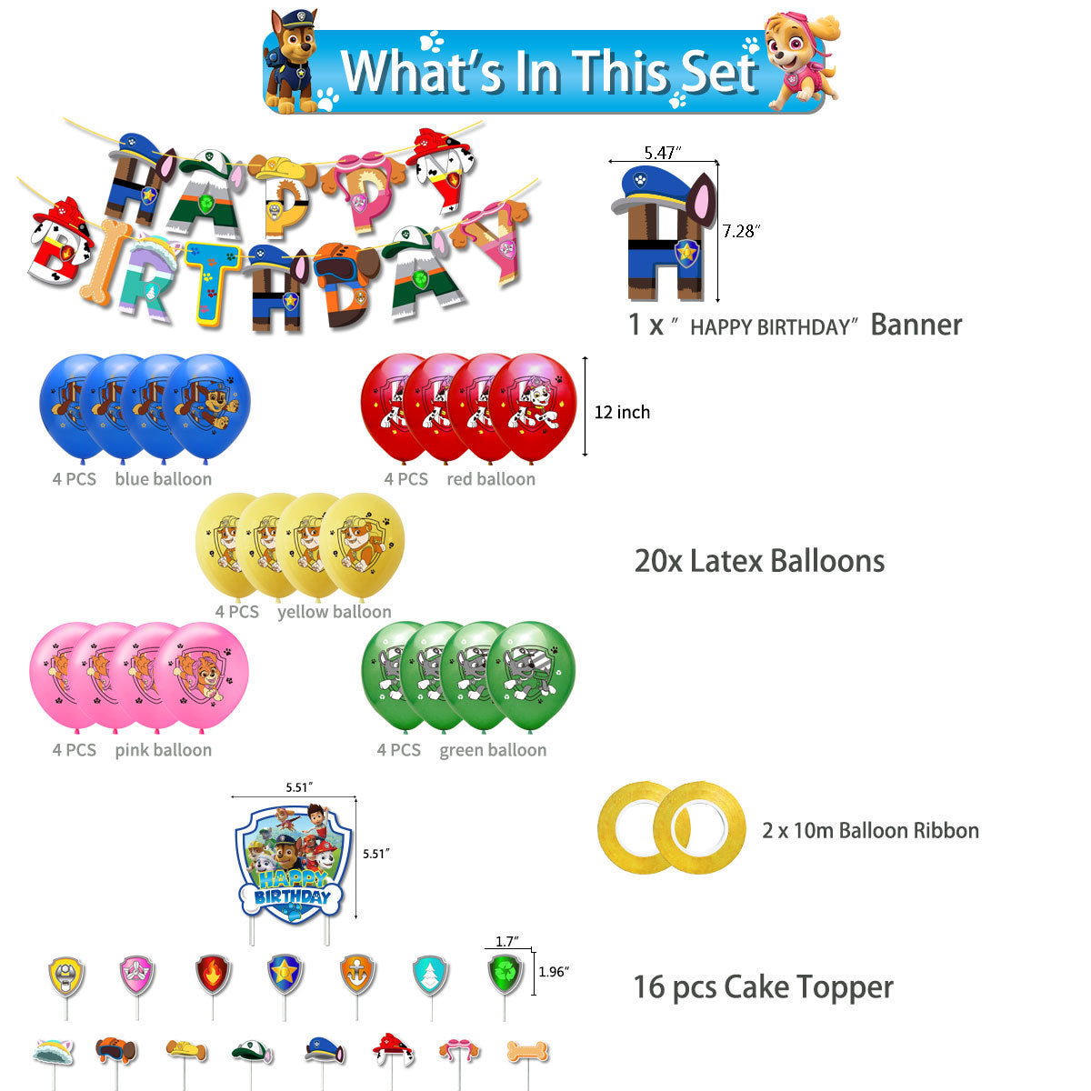 Paw Patrol Themed Balloon Pack