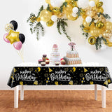 Happy Birthday Disposable Table Cloth - Black