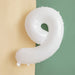 32 inch White Number Foil Balloon