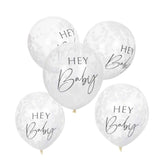 12inch Printed Blush Hello Baby Confetti Hey Baby Latex Balloon 10pcs Set