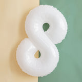 32 inch White Number Foil Balloon