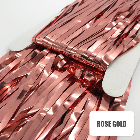 Glossy Tinsel Curtain - Rose Gold