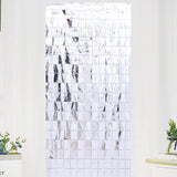 Sequin Tinsel Curtain Backdrop Square - Sliver