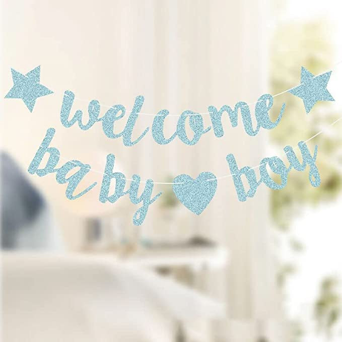 Welcome Baby Boy Banner - Blue