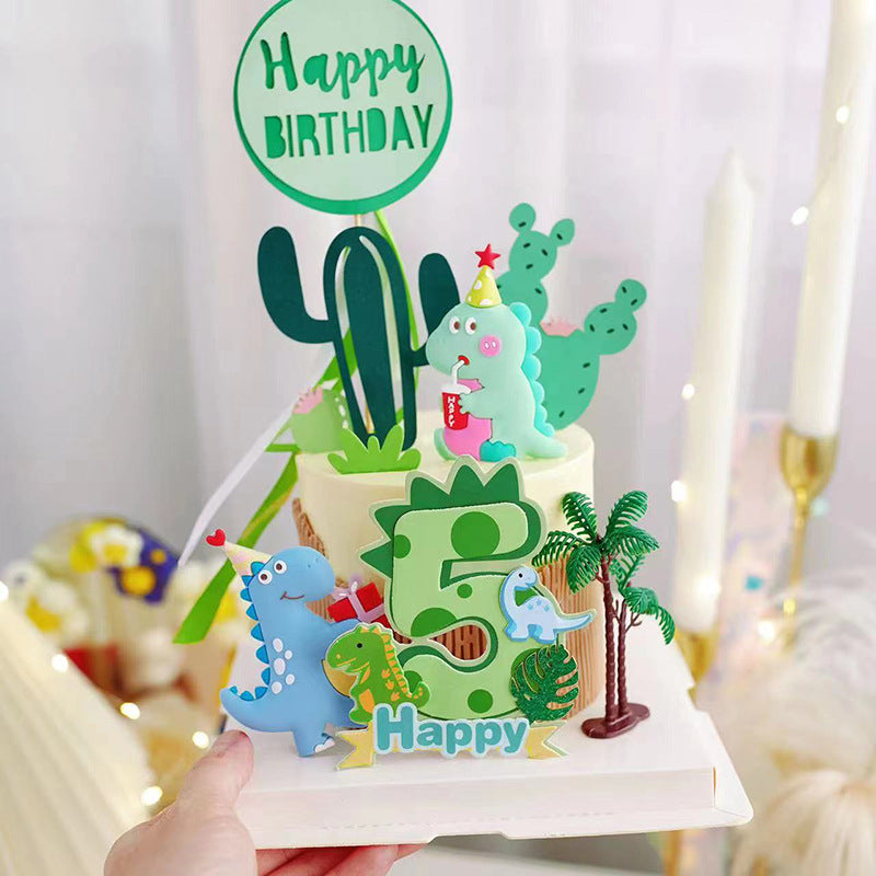 Creative Dinosaur Number Cake Topper