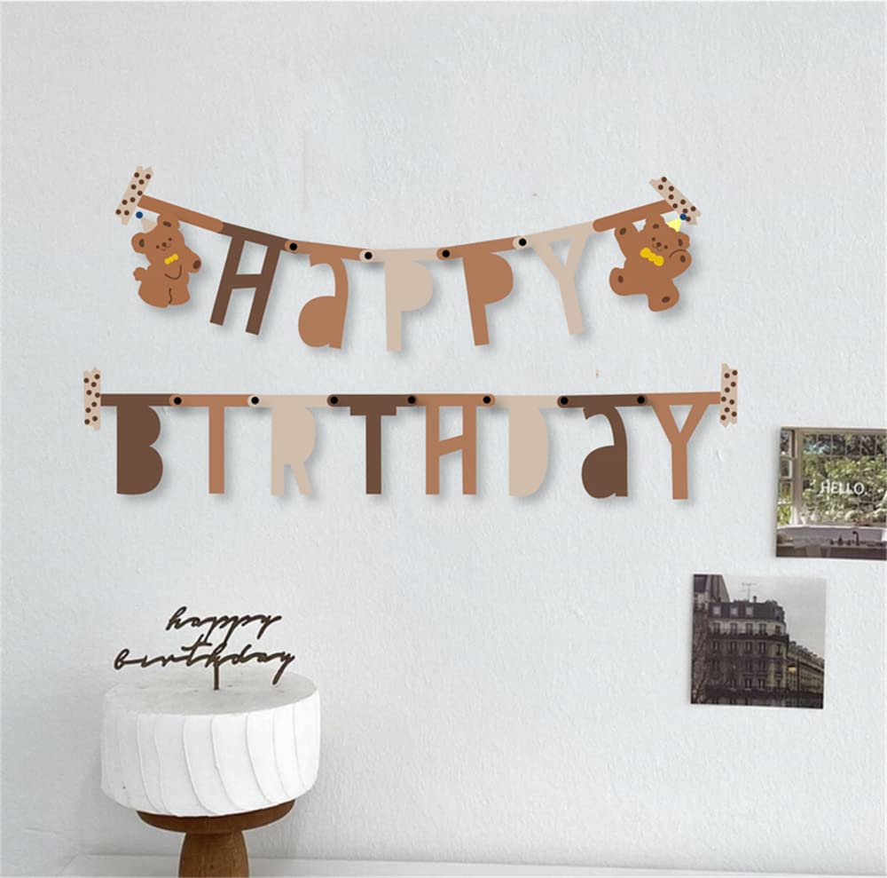 Happy Birthday Clip Banner - Brown Bear