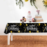 Happy Birthday Disposable Table Cloth - Black