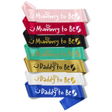 Rose Red "Mummy to Be" + Blue "Daddy to Be" Sash Set