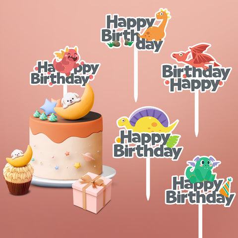 Dino Birthday Cake Cupcake Topper