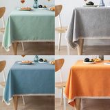 Japanese Style Cotton Linen Table Cloth - Lake Blue
