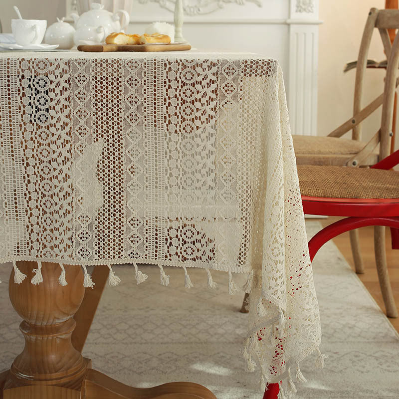 Crochet Knitting Decorative Table Cloth with Tassel