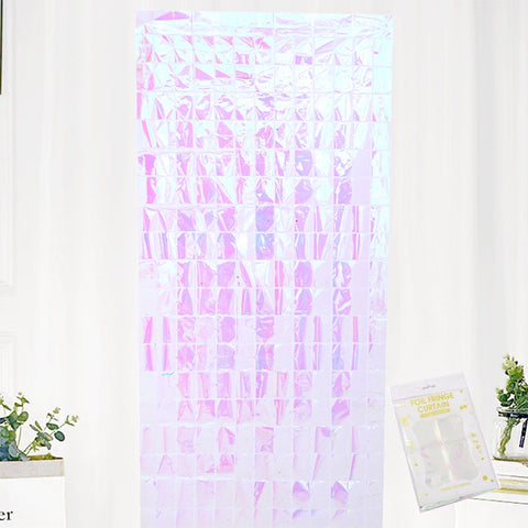 Sequin Tinsel Curtain Backdrop Square - Iridescent