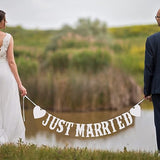 Just Married White Hollow Wedding Banner