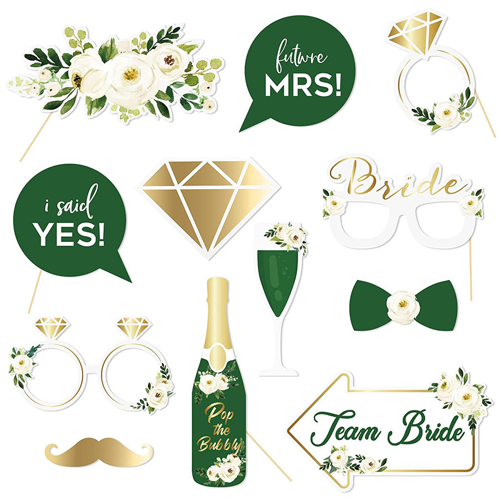 Premium Green Bride To Be Photo Props