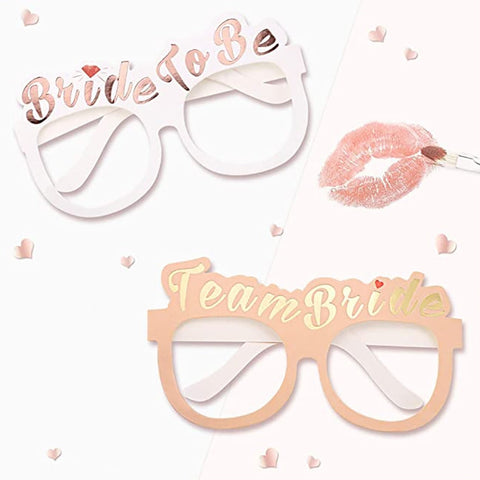 Bride To Be Paper Glasses - 1 White + 9 Rose Gold Set