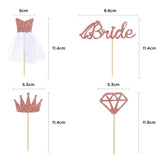 Bride Dress Crown Diamond 4 pcs Topper - Rose Gold