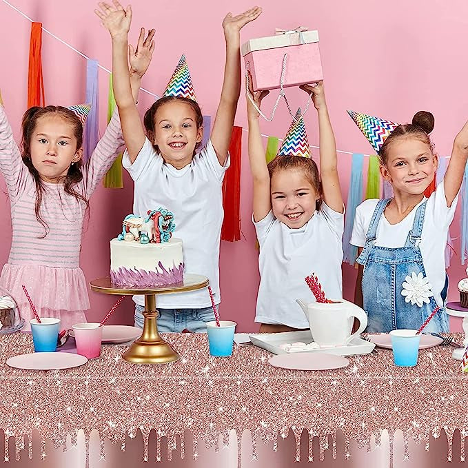 Rose Gold Glitter Disposable Table Cloth