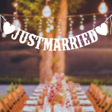 Just Married White Hollow Wedding Banner