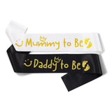 White "Mummy to Be" + Black "Daddy to Be" Sash Set