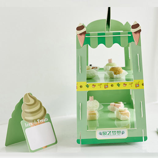 Kids Cake Cupcake Dessert Stand - Green Ice Cream Truck