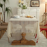 Crochet Knitting Decorative Table Cloth with Tassel