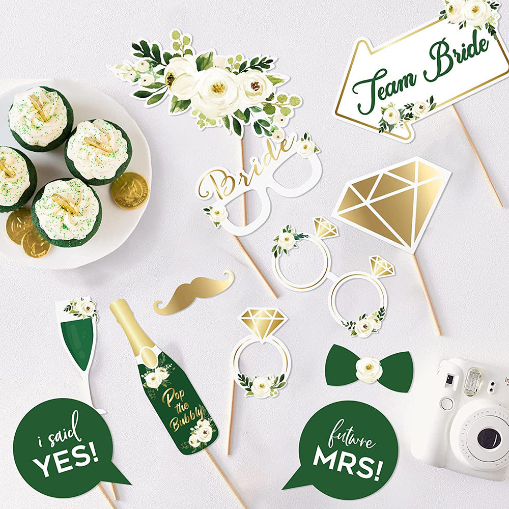 Premium Green Bride To Be Photo Props