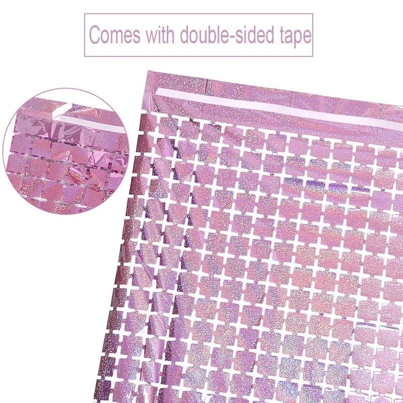 Sequin Tinsel Curtain Backdrop Square - Pink