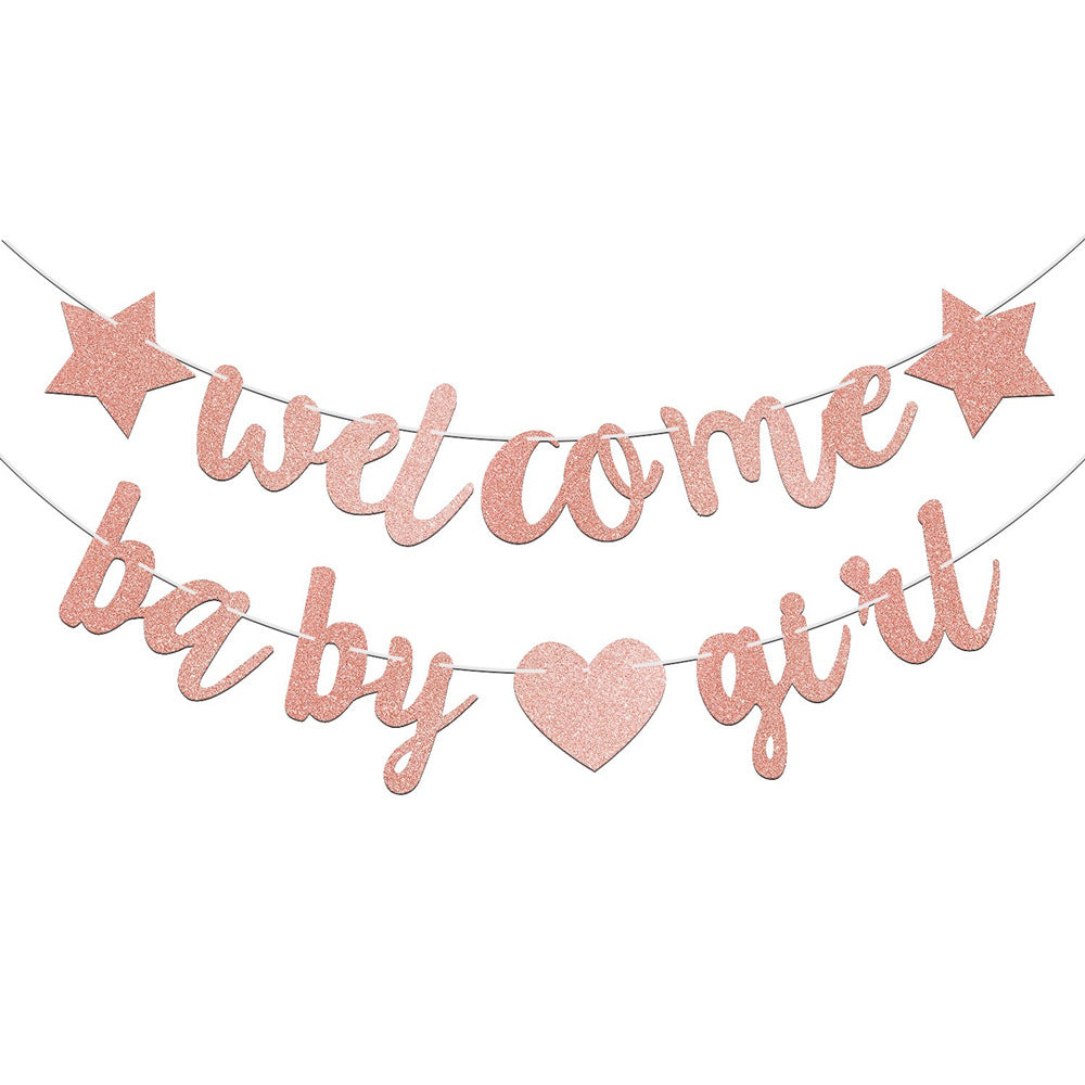 Welcome Baby Girl Banner - Rose Pink