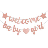 Welcome Baby Girl Banner - Rose Pink