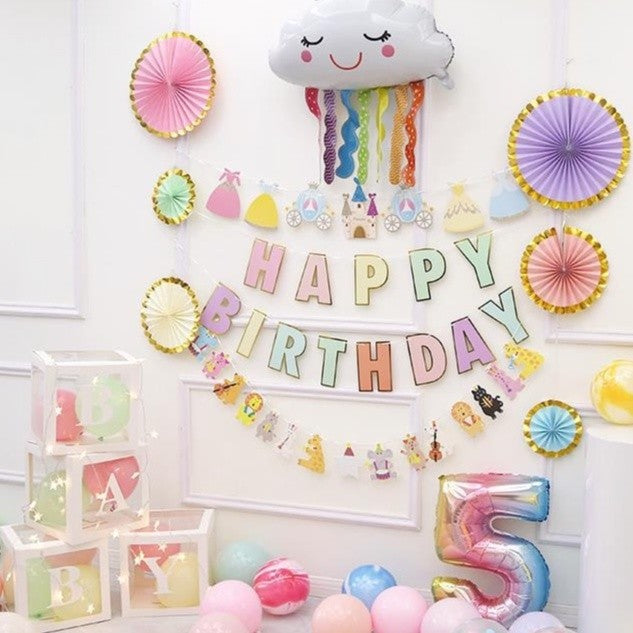 [SG Seller] - Pastel Color Theme Birthday Banner Balloon Candle Party Decoration