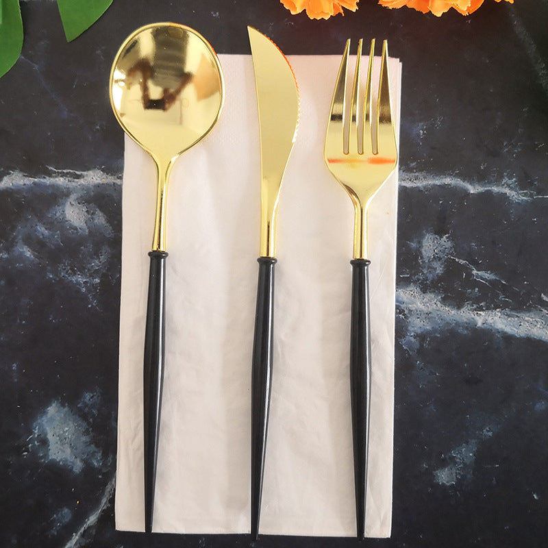Premium Black Handle Disposable Cutlery Set