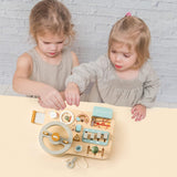 Wooden Montessori Steering Wheel Busy Board for Toddlers, Dashboard Board Preschool Learning Activities