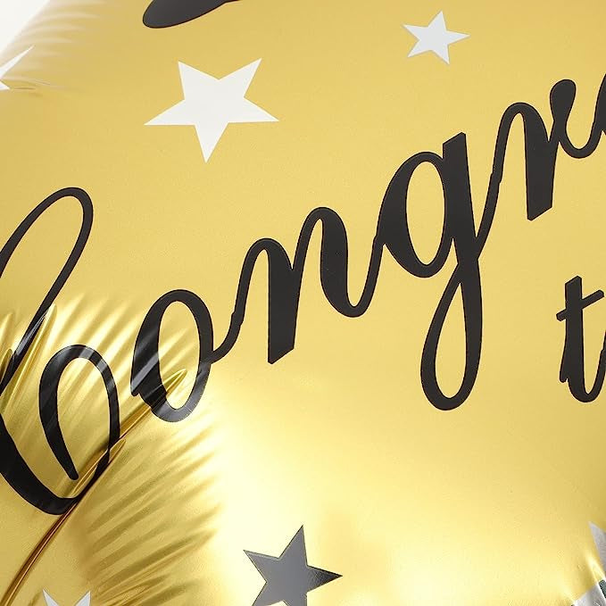 Congrats Grad Star Graduation Foil Balloon - Black