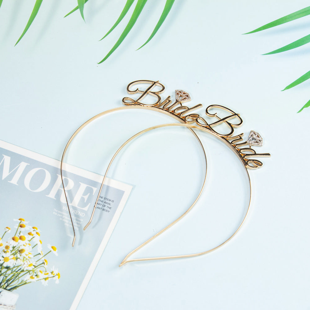 Bride Tiara Headband - Gold