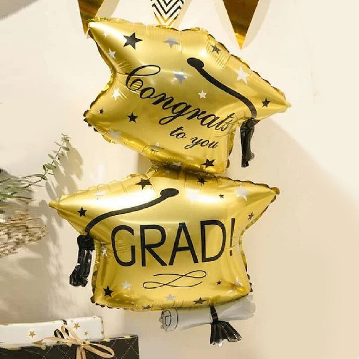 Congrats Grad Star Graduation Foil Balloon - Gold