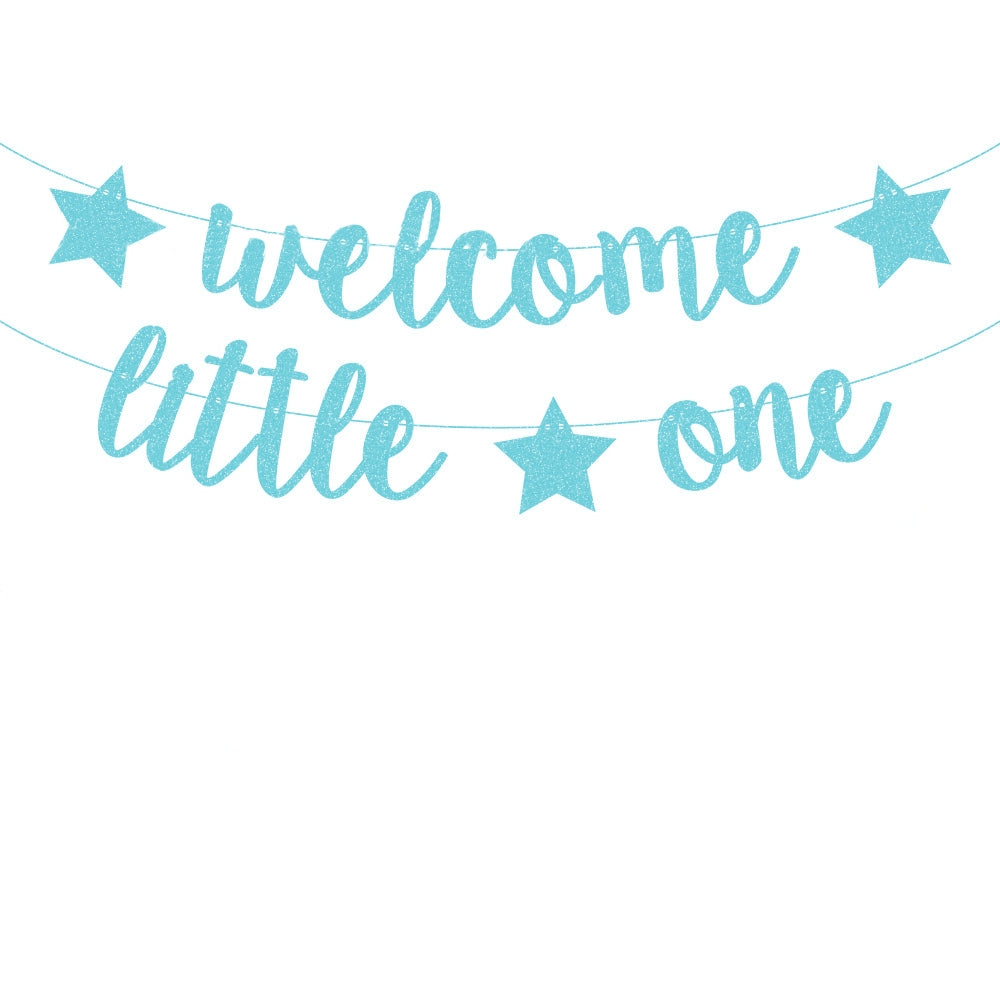 Welcome Little One Star Banner - Lake Blue