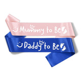 Rose Gold "Mummy to Be" + Blue "Daddy to Be" Sash Set
