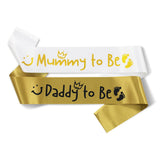 White "Mummy to Be" + Gold "Daddy to Be" Sash Set