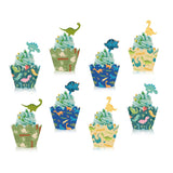 Dino Cupcake Paper Wrapper and Topper Set