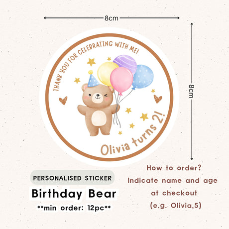 Personalised Gift Tag Custom Sticker for Birthday Party Favor Goodie Bag Corporate Gift