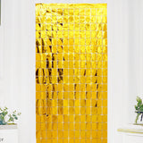 Sequin Tinsel Curtain Backdrop Square - Gold