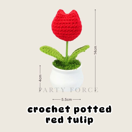 Crochet Sunflower Pot Tulip Pot Mother's Day Teachers Day Card Ribbon PVC Gift Bag