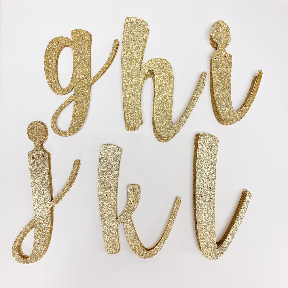 Happy Birthday Banner Custom Cursive Glitter Gold Script Font Banner