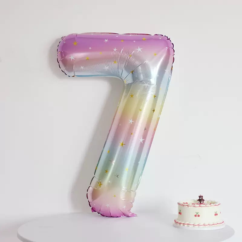 40 inch pastel rainbow Number balloon birthday balloon for party decoration