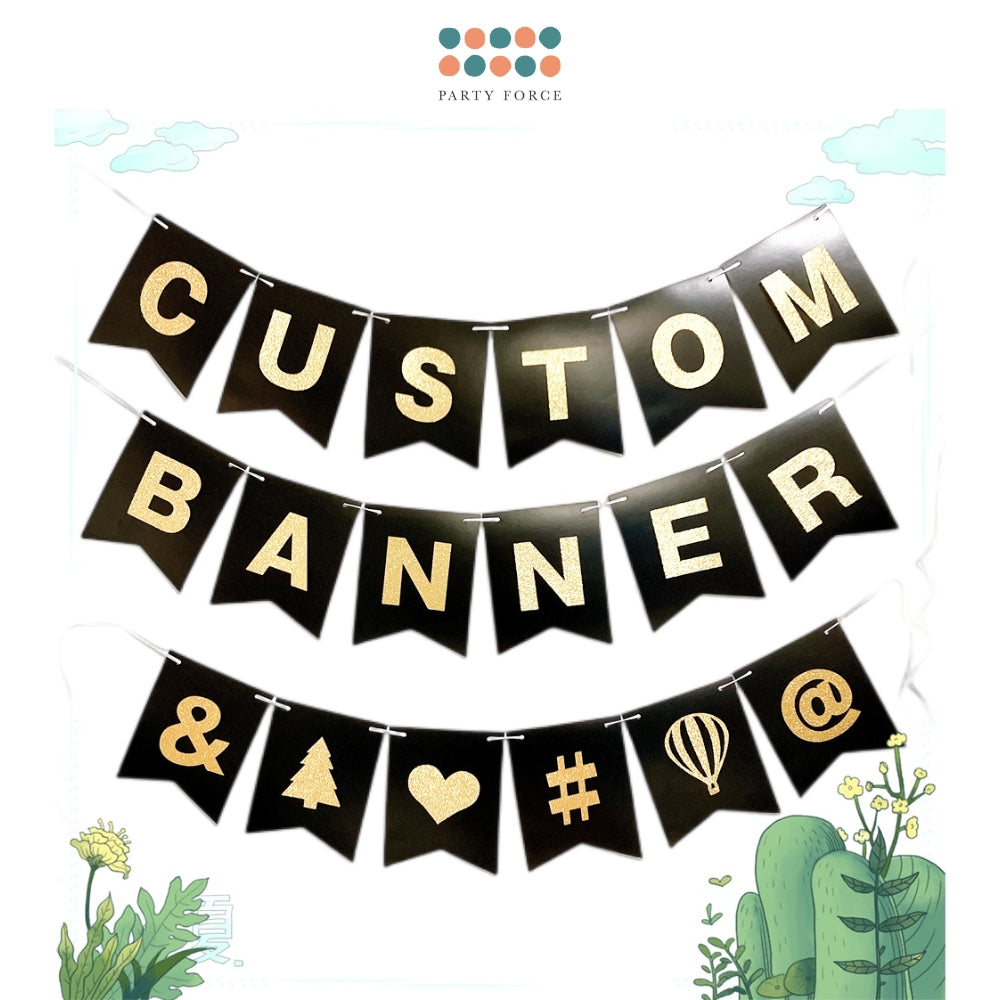 Happy Birthday Banner Black DIY Customised Banner for party wedding event decoration